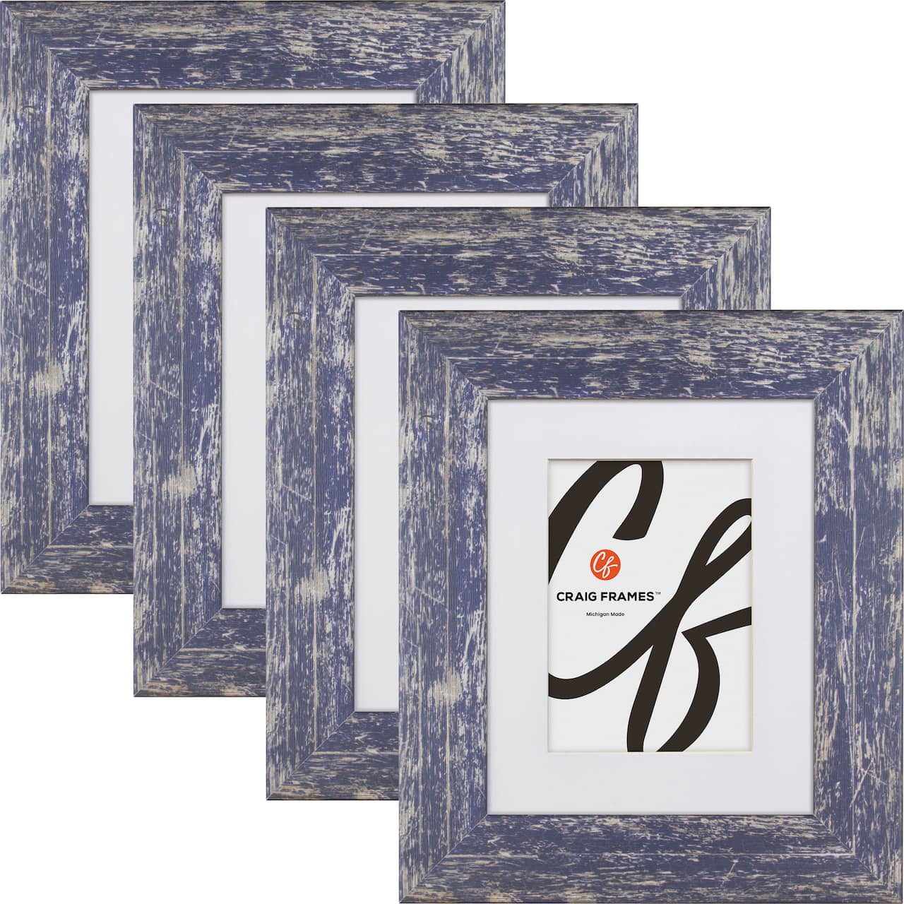 4 Pack Craig Frames American Barn Independence Blue Picture Frame with Mat